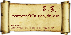 Paszternák Benjámin névjegykártya